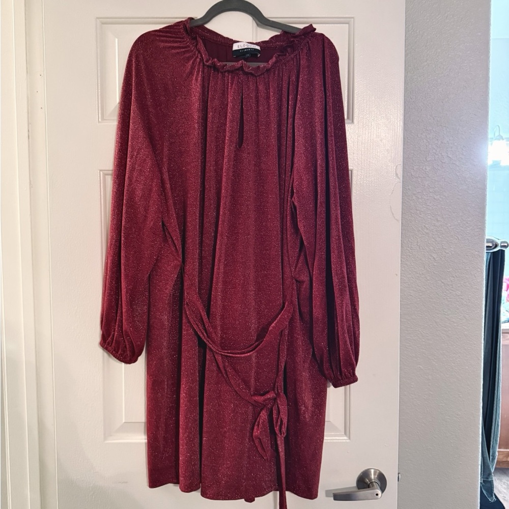Eloquii Sparkling Dress - wine